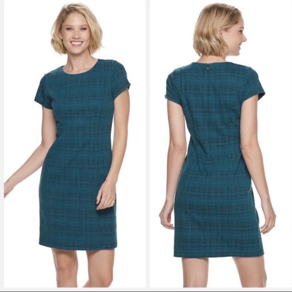 Sharagano teal plaid dress - Picture 1 of 5